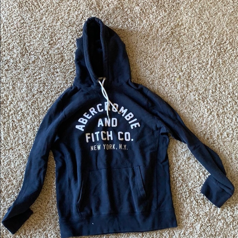Abercrombie Navy and White Hoodie Sweatshirt